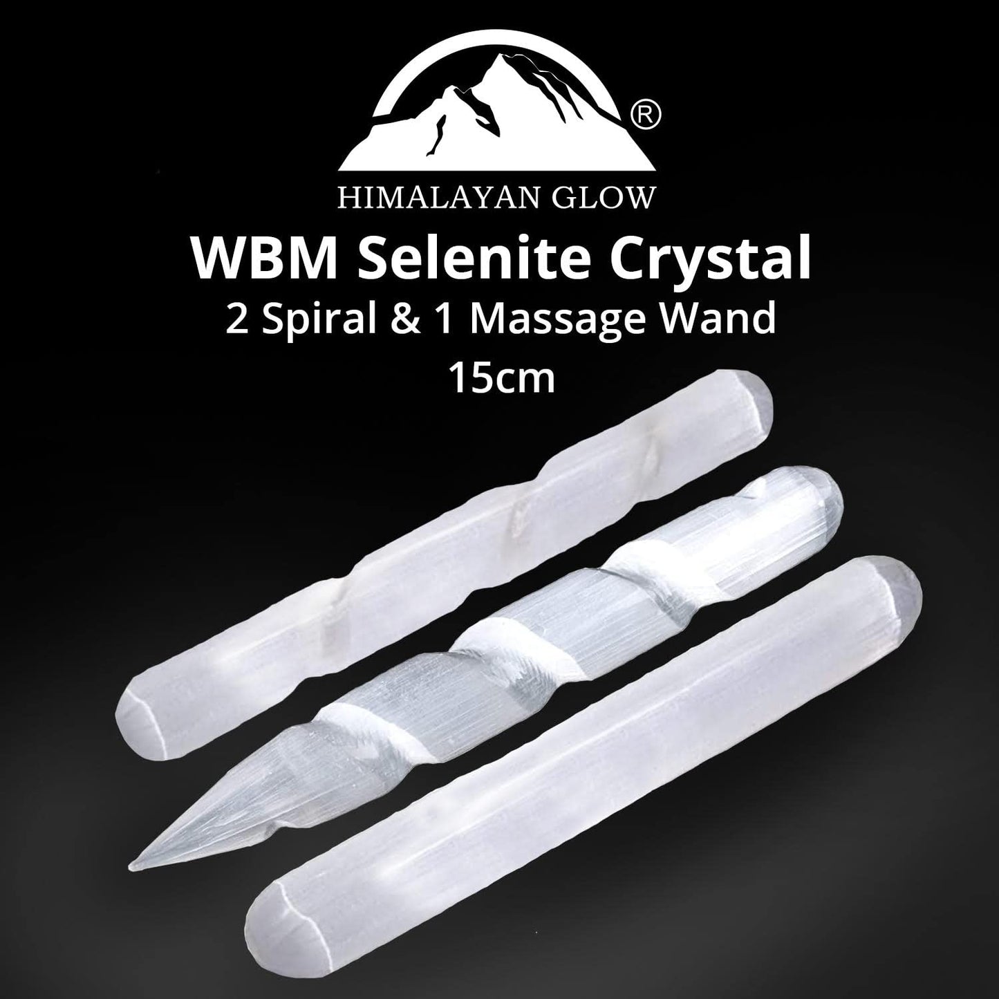WBM Selenite Crystal Wand - 4 Inch, Crystals and Healing Stones 2 Spiral and 1 Massage Wand |Witchcraft| Reiki, Chakra Powerful Energy Balance for Smudging Healing and Meditation