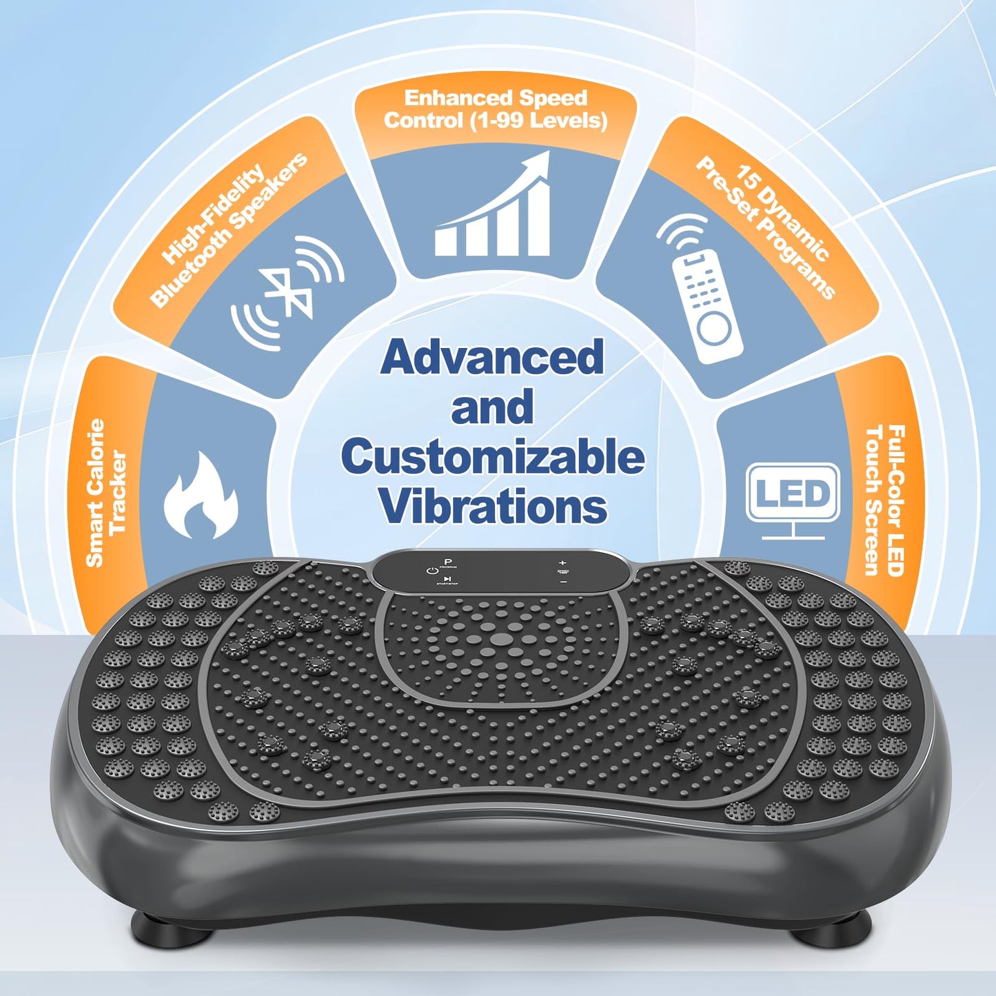 Vibration Plate Exercise Machine for Weight Loss – 100-Speed Platform with Bluetooth Speaker, Remote & Bands, 450 lbs Capacity – Quiet Full Body Workout for Lymphatic Drainage at Home (Glossy Black)