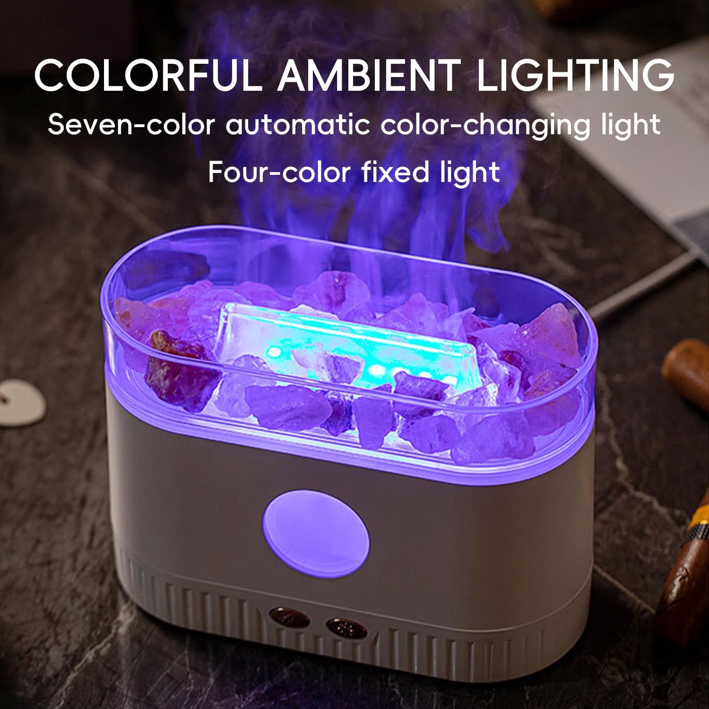 YALEDI Aromatherapy Essential Oil Diffuser, 3-in-1 Himalayan Salt Lamp Diffuser with 7 Color Lights, 200ml Ultrasonic Cool Mist Humidifier for Home Bedroom Yoga, Himalayan Pink Salt Therapy (Grey)