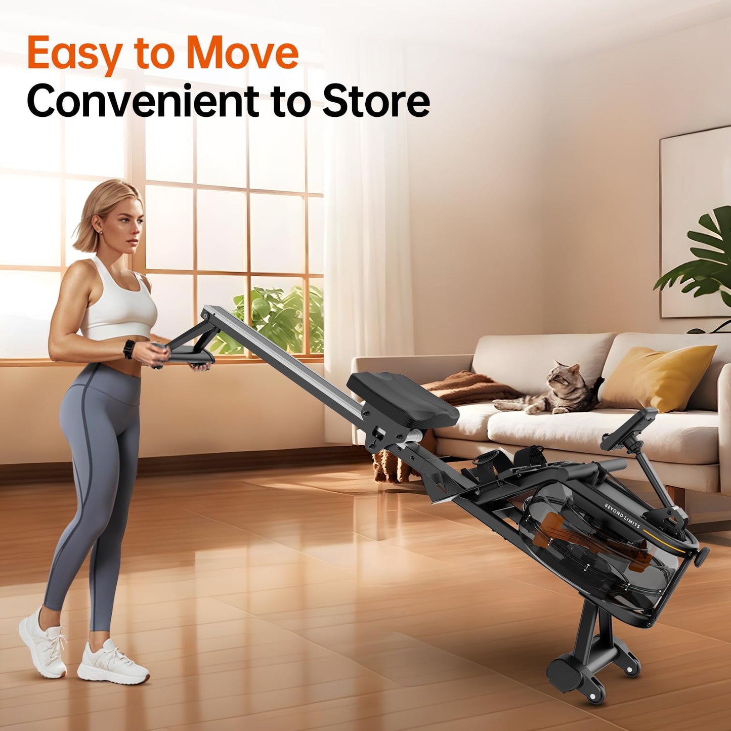 YAMO Rowing Machine for Home Water Rower with LCD Display Water Resistance Row Machine with 150 Kg Weight Capacity Rowing Machines with 44 Days Kinomap App Membership