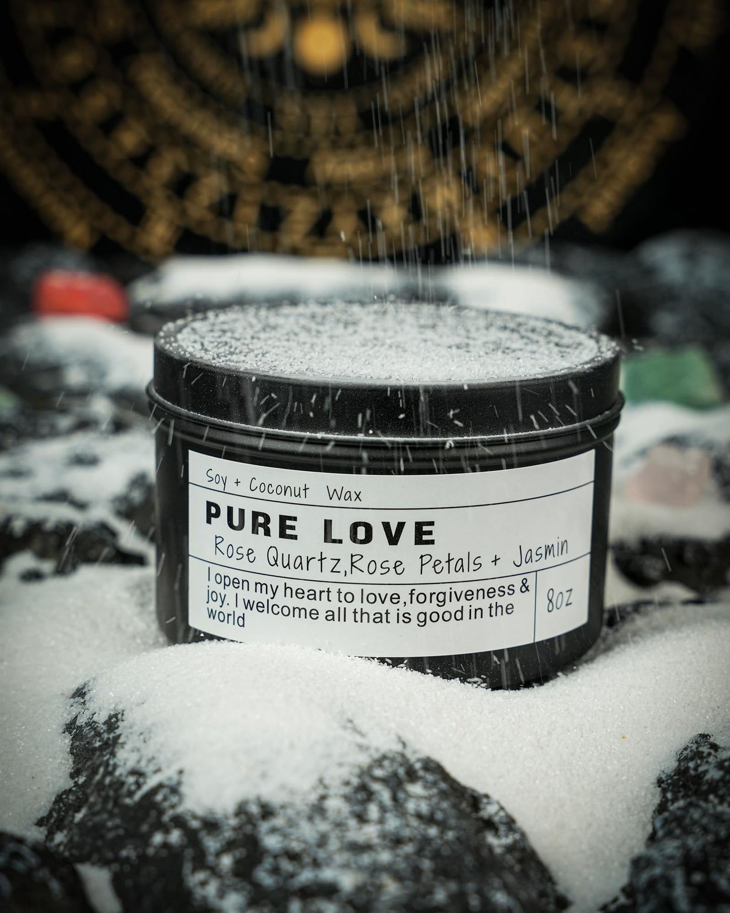 Crystal Candle, Healing Energy Protection Gift, Mindful Intentions, Best friend, Mother's Birthday Gift.(PURE LOVE)