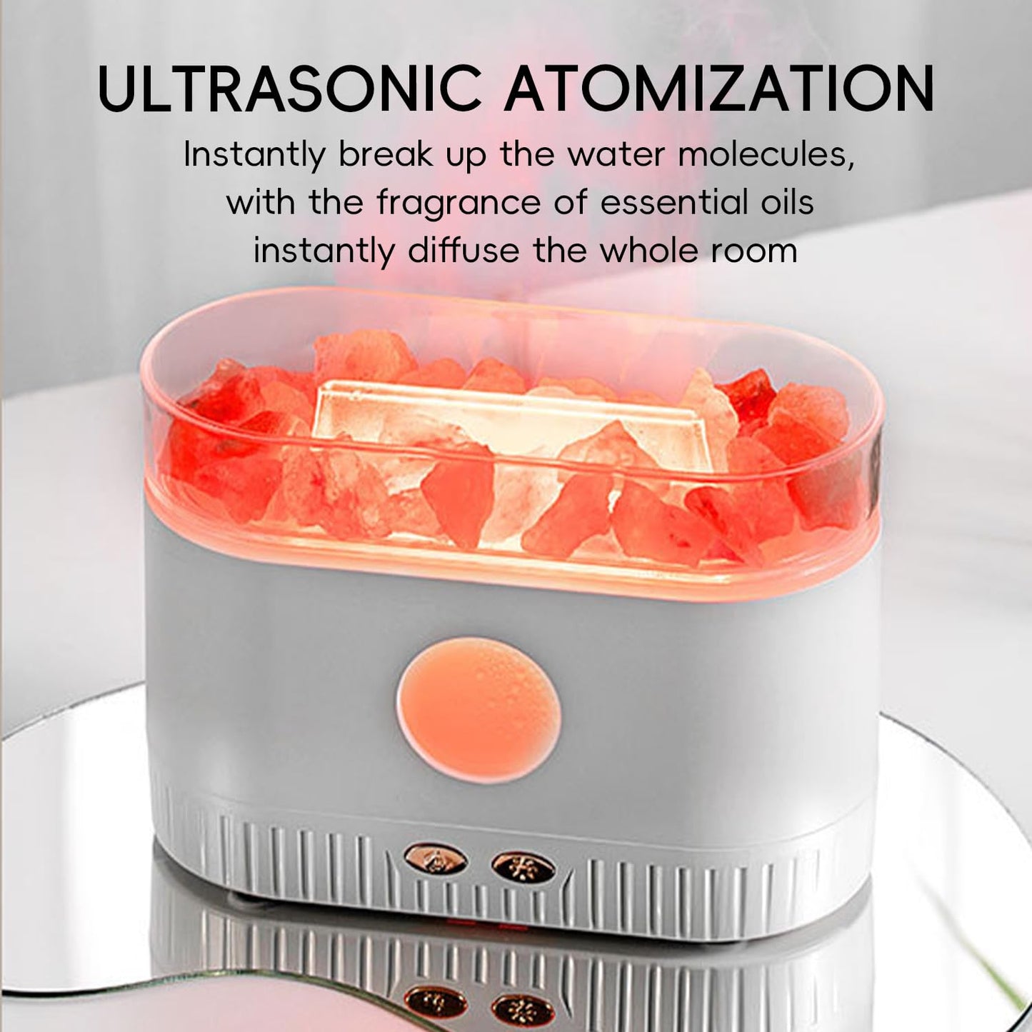 YALEDI Aromatherapy Essential Oil Diffuser, 3-in-1 Himalayan Salt Lamp Diffuser with 7 Color Lights, 200ml Ultrasonic Cool Mist Humidifier for Home Bedroom Yoga, Himalayan Pink Salt Therapy (Grey)