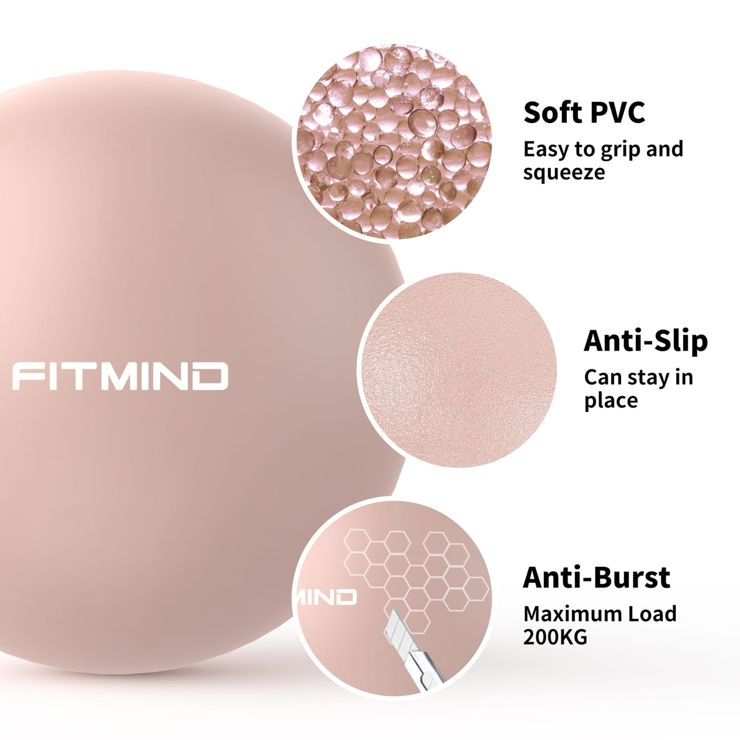 FITMIND Pilates Ball - 10 Inch Core Ball for Yoga, Stability, Fitness, Ab & Core Workouts - Pink