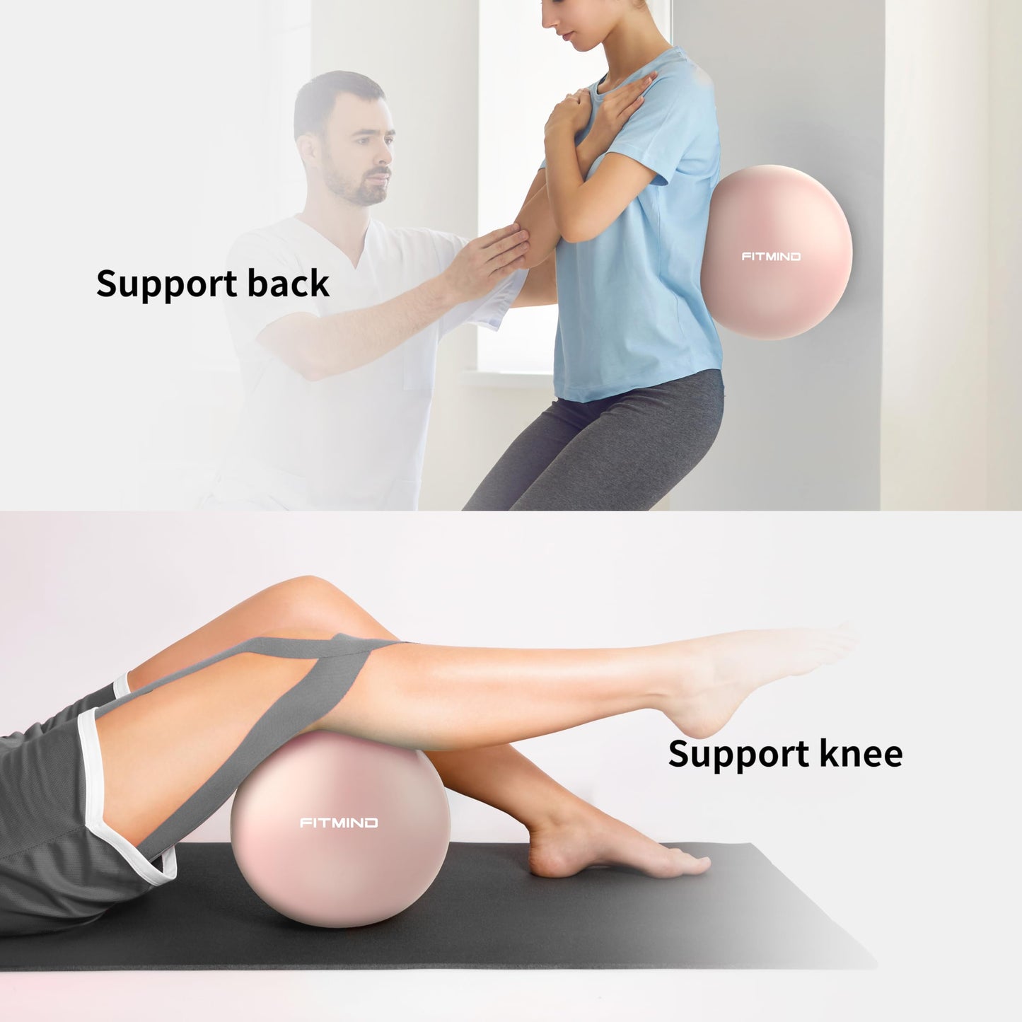 FITMIND Pilates Ball - 10 Inch Core Ball for Yoga, Stability, Fitness, Ab & Core Workouts - Pink