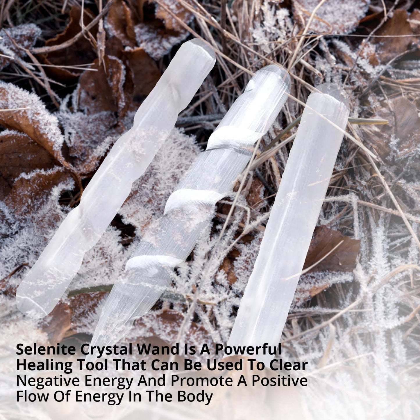 WBM Selenite Crystal Wand - 4 Inch, Crystals and Healing Stones 2 Spiral and 1 Massage Wand |Witchcraft| Reiki, Chakra Powerful Energy Balance for Smudging Healing and Meditation