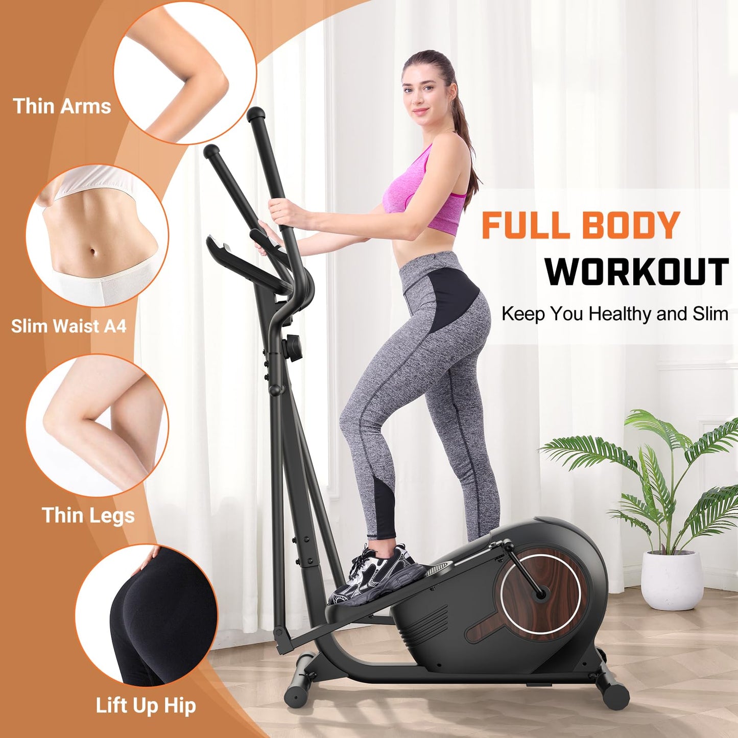 ANCHEER Elliptical Exercise Machine, Ultra-Silent Magnetic Elliptical Training Machines for Home Gym with Pulse Rate Grips, LCD Monitor, 14 Resistance Levels Max 400Lbs