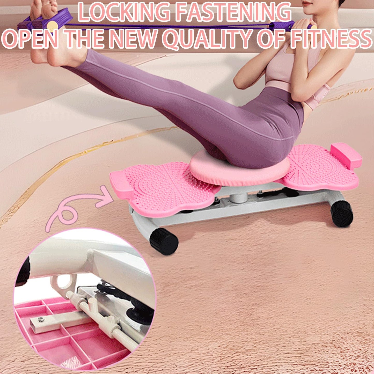 Waist Twisting Machine With Resistance Band - 360° Rotating Waist Twister Board For Core Workout Abdominal Fat Loss, Noiseless Ab Twister Machine, 330 Lbs Weight Capacity Gym Equipment (Pink)