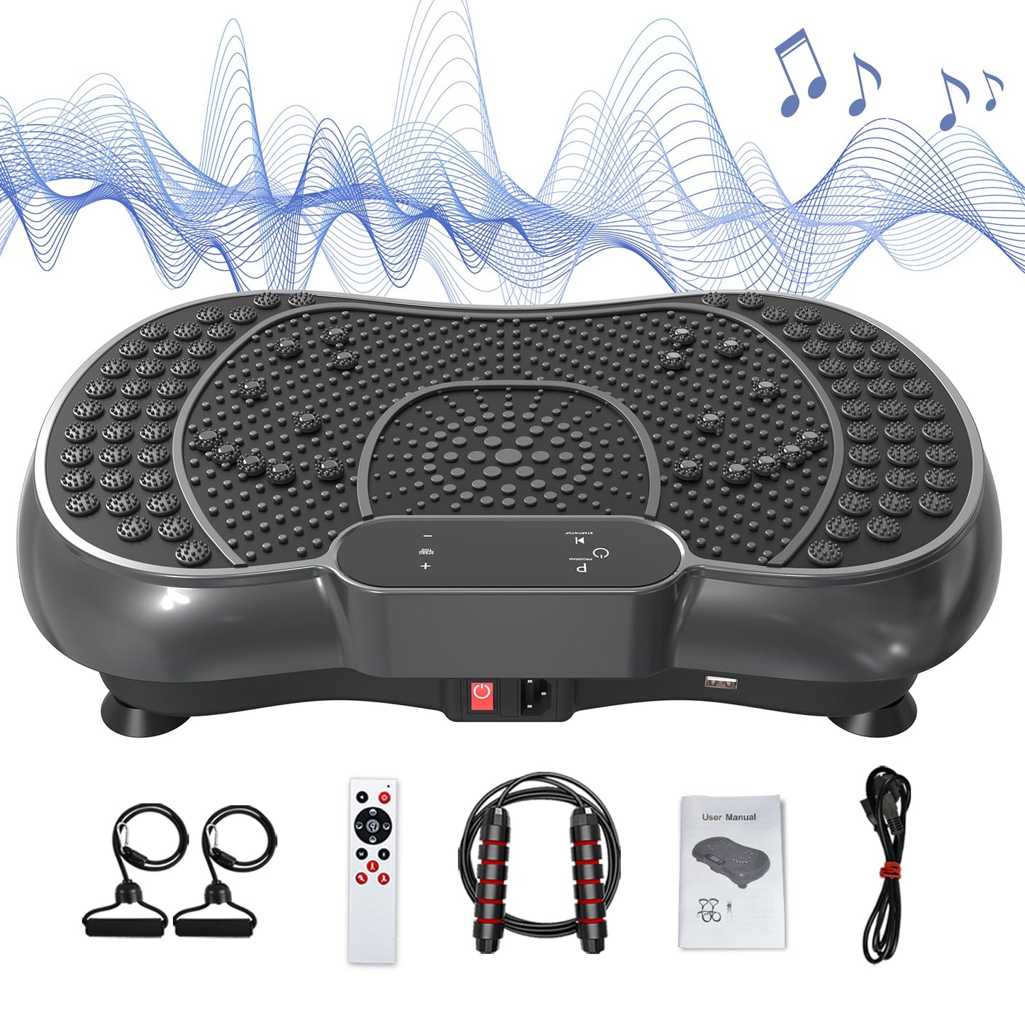 Vibration Plate Exercise Machine for Weight Loss – 100-Speed Platform with Bluetooth Speaker, Remote & Bands, 450 lbs Capacity – Quiet Full Body Workout for Lymphatic Drainage at Home (Glossy Black)