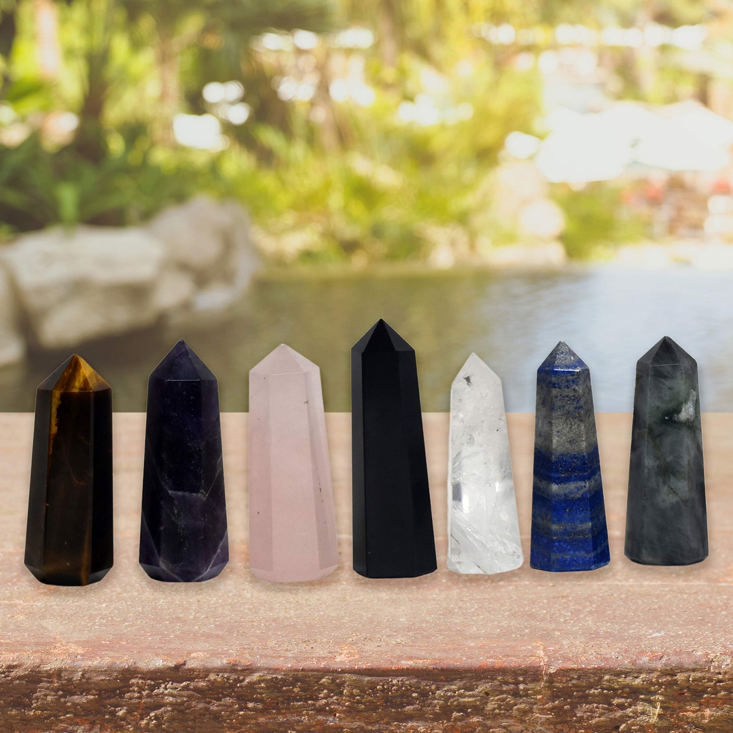 VRIJAN Crystals .Crystals and Healing Stones, Crystal Healing Ornaments. All 7 Chakra Wands with Tumbled Stones Crystals Set of 14