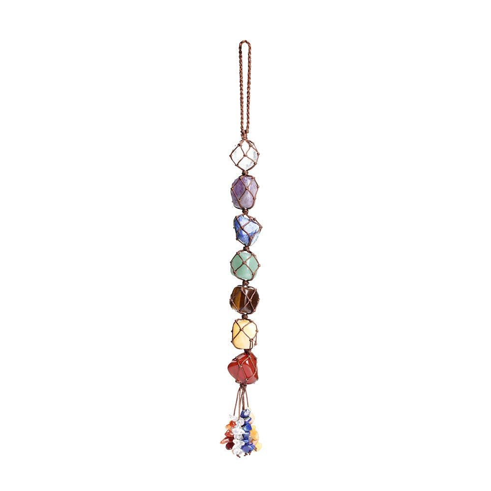 7 Chakra Gemstones Healing Feng Shui Crystals Window Car Decorations Hanging Ornament Dowsing Pendulum Good Luck Home Decoration for Reiki Yoga Meditation