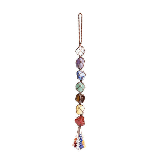 7 Chakra Gemstones Healing Feng Shui Crystals Window Car Decorations Hanging Ornament Dowsing Pendulum Good Luck Home Decoration for Reiki Yoga Meditation