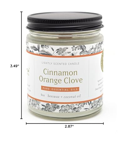 Fontana Candle Co Wood Wick Beeswax Jar Candle, Cinnamon Orange Clove - Made with Coconut Oil & Pure Essential Oils – Clean Burn, Long Lasting and Non-Toxic Candles for Home & Room Decor