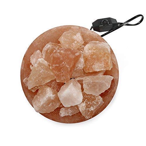 Spantik Himalayan Salt Lamp Bowl with Natural Crystal Chunks, Dimmer Cord and Classic Wood Base Premium Quality Authentic from Pakistan