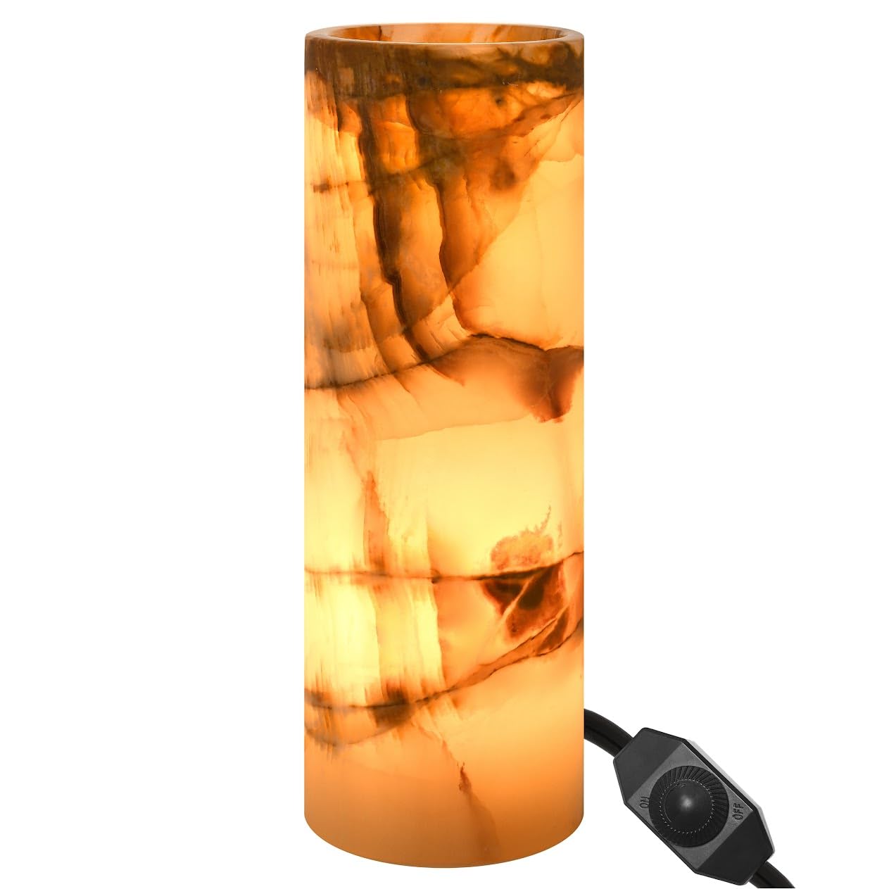 UMAID Handcrafted Onyx Marble Table Lamp, Each Lamp One-of-a-Kind with Natural Patterns, Warm Amber Glow, Dimmable Cord & Bulb, Modern Home Decor for Bedroom, Desk, Office, Living Room, or Bedside