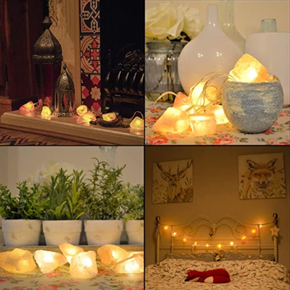Fantasee Himalayan Salt String Light, Natural Hand Carved Salt Crystal Light Release Negative Ions for Bedroom, Living Room, Office, Home Deco, Yoga, Night Light, Gift (11.5ft 20led)