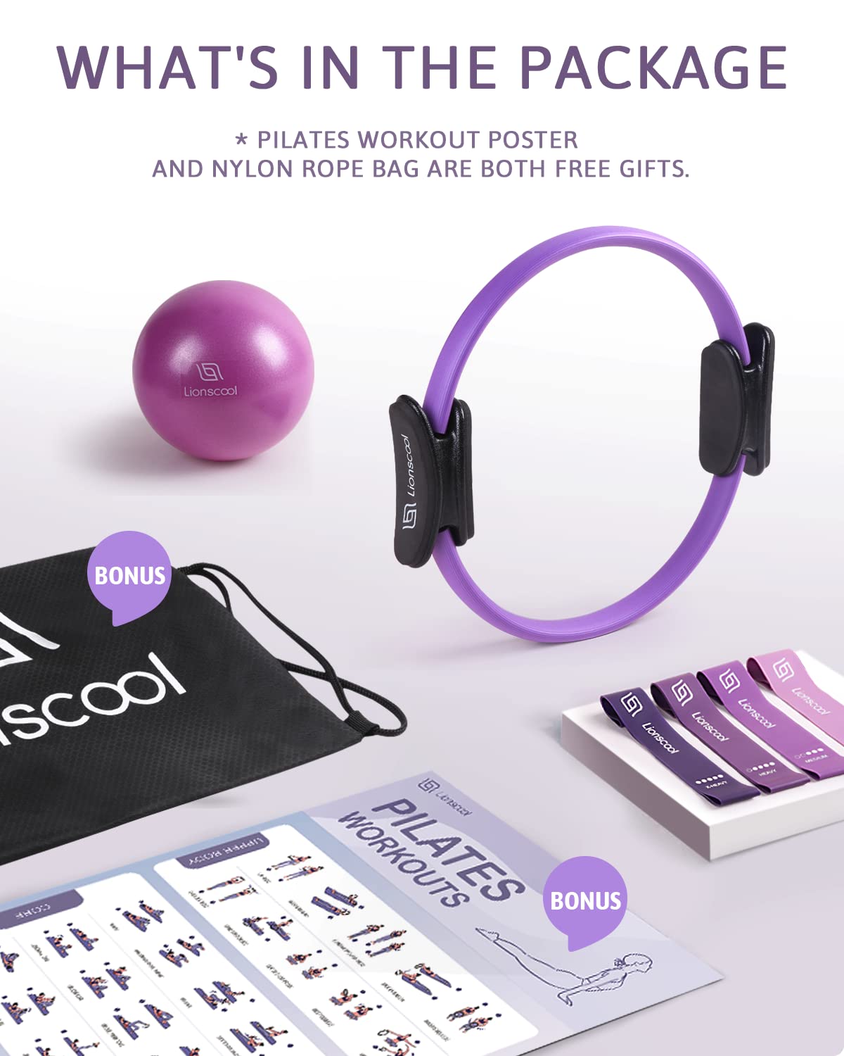 LIONSCOOL Pilates Ring Set (Purple)