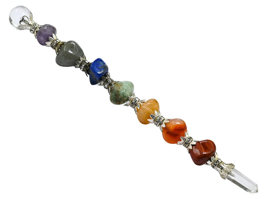 Amazing Gemstone Crystal Chakra Wand Healing Crystal Wands Witchcraft - Chakra Tumbled Crystal Wand for Meditation, Witchcraft, Healing, Yoga, Magic and More - Crystals and Healing Stones Gift