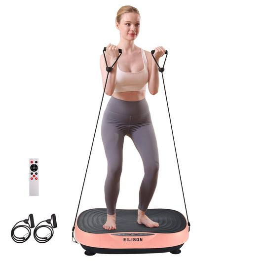 EILISON Glory Vibration Plate Exercise Machine - Whole Body Workout Vibration Fitness Platform Equipment for Home & Travel Workout, Weight Loss, Toning & Wellness (Glory Rubber Pink)