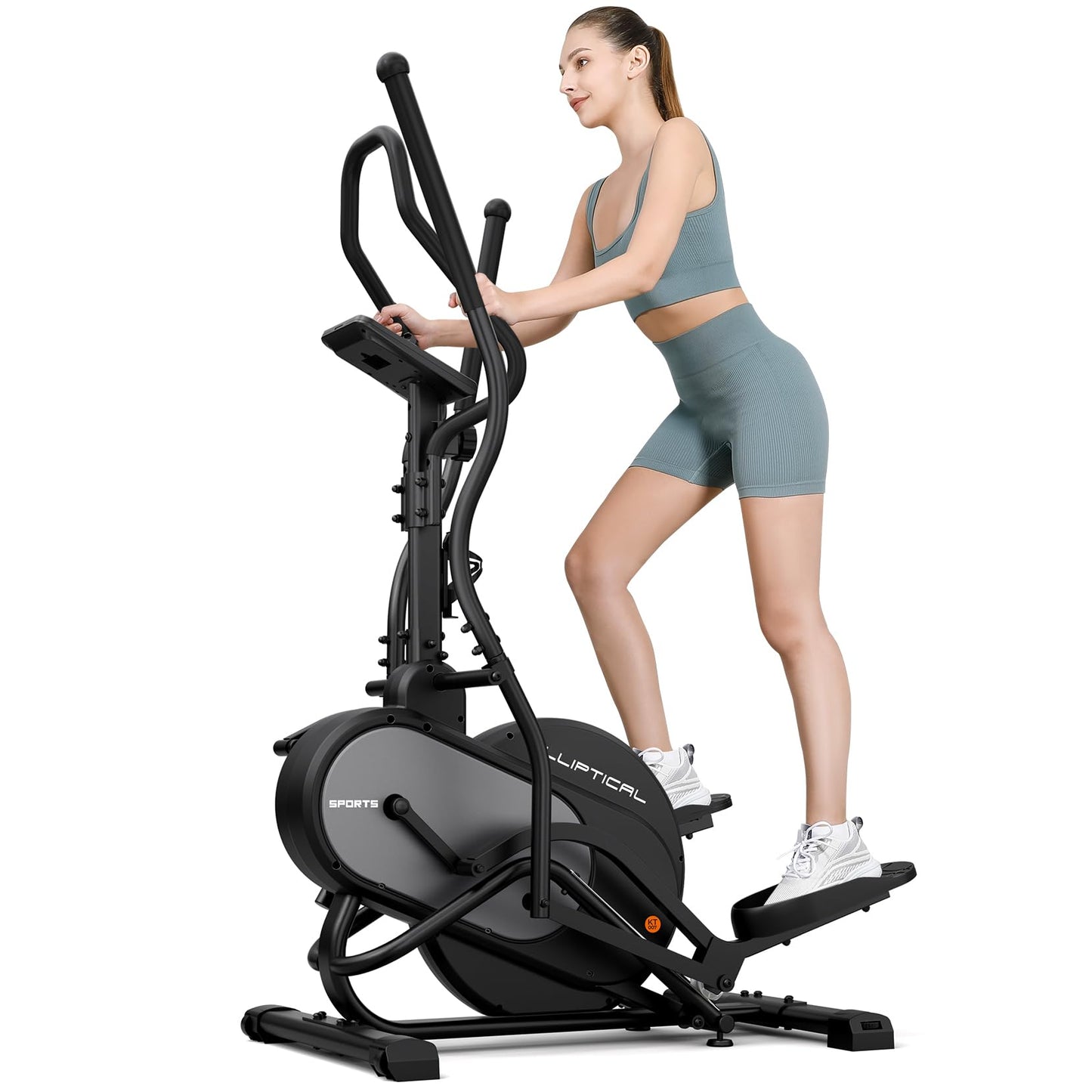 THERUN Elliptical Exercise Machine, 3-in-1 Cardio Climber Stepping Elliptical Machine for Home, Stair Stepper Elliptical Training Machines w/16 Levels Resistance, Pulse Sensor, LCD Monitor (Gray)
