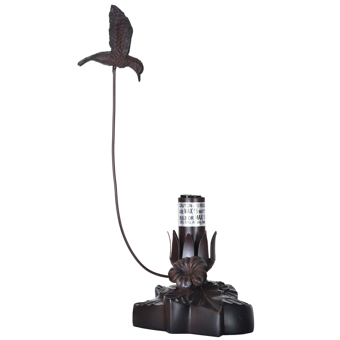 Bieye LL09 Hummingbird Flying Over Lily Flower Blown Glass Table Lamp for Home Decor (White Brown, 4.25Wx12H)