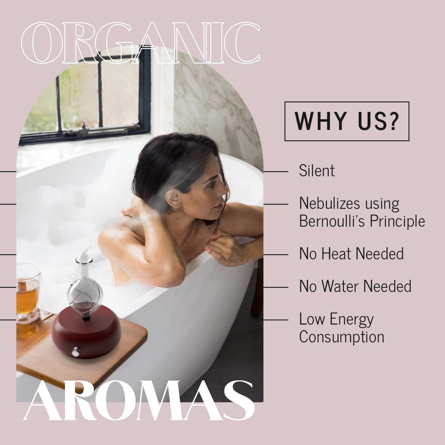 Radiance Nebulizing Diffuser for Pure Essential Oil/Aromatherapy, Premium Home & Professional Use, No Heat, No Water, No Plastic – Light Radiance by Organic Aromas