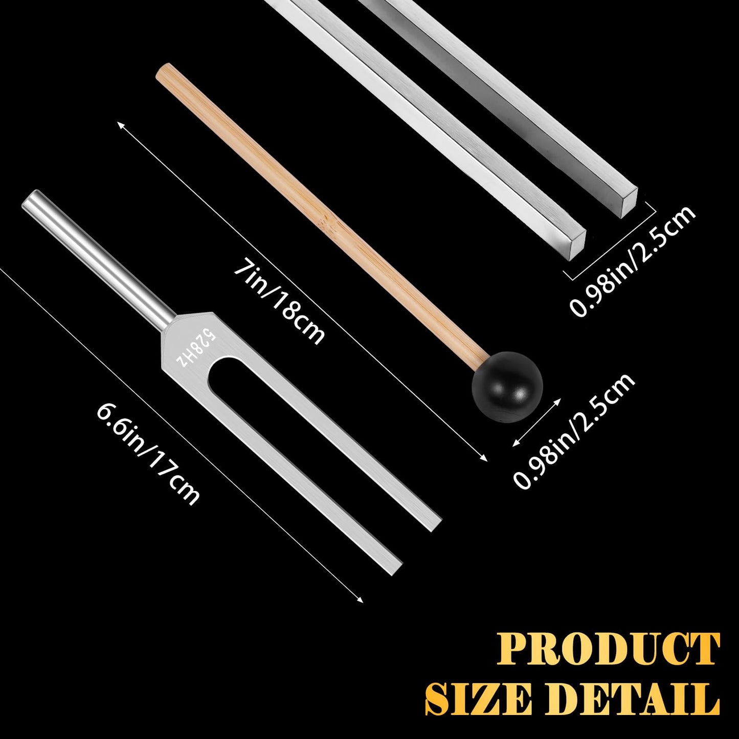 Tuning Fork 528hz with Reflex Hammer for Healing Chakra Set,Healing/Sound Therapy/DNA Repair, Aluminum Alloy Sensory Tuning Fork Activator for Healing, Therapy Non Magnetic