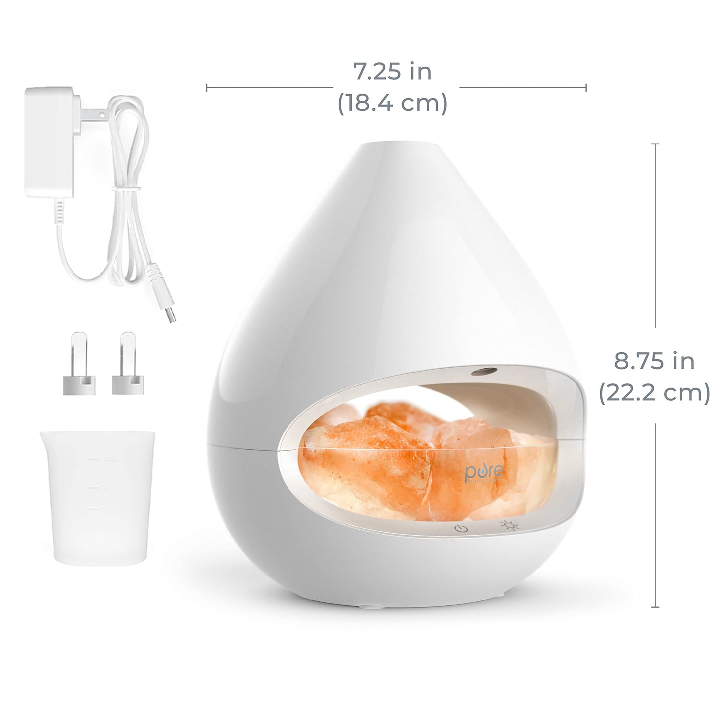 Pure Enrichment PureGlow Crystal - 2-in-1 Himalayan Salt Lamp & Ultrasonic Essential Oil Diffuser, Original Salt Therapy Lamp, 100% Pure Himalayan Salt, Ambient Glow, 160 mL 16-Hour Tank (White)