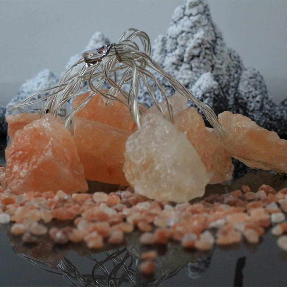 Fantasee Himalayan Salt String Light, Natural Hand Carved Salt Crystal Light Release Negative Ions for Bedroom, Living Room, Office, Home Deco, Yoga, Night Light, Gift (11.5ft 20led)