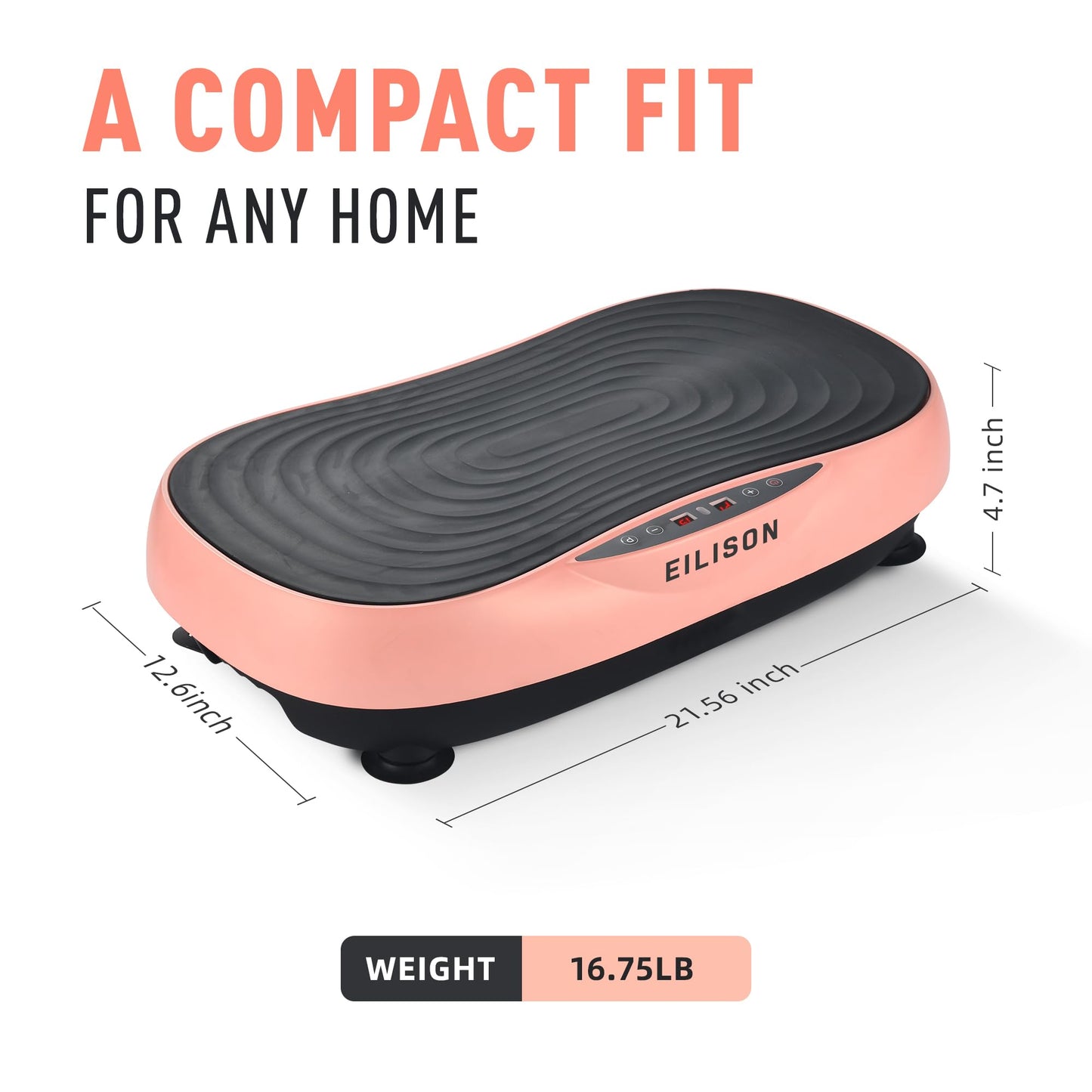 EILISON Glory Vibration Plate Exercise Machine - Whole Body Workout Vibration Fitness Platform Equipment for Home & Travel Workout, Weight Loss, Toning & Wellness (Glory Rubber Pink)