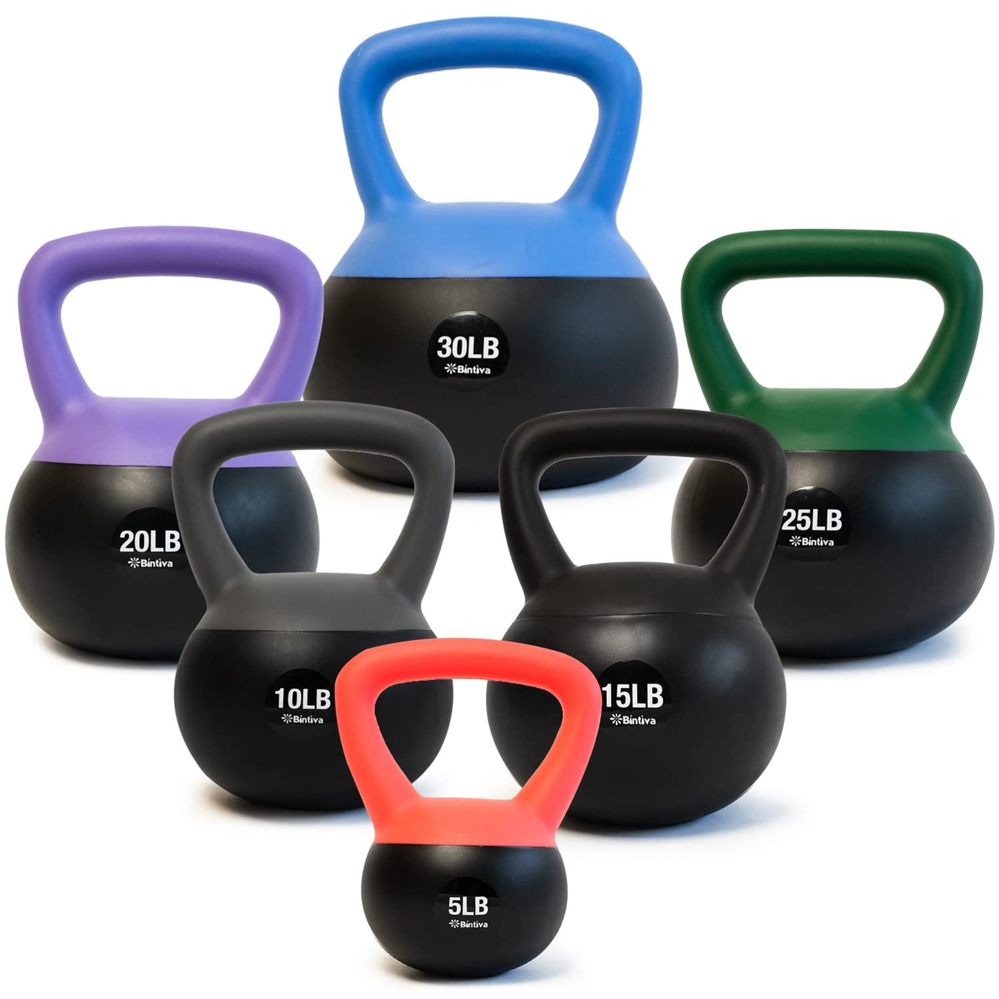 bintiva Soft Kettlebells - Sea and Iron Sand Filled Weights for Women and Men - Color Coded Kettle Bell Sets …