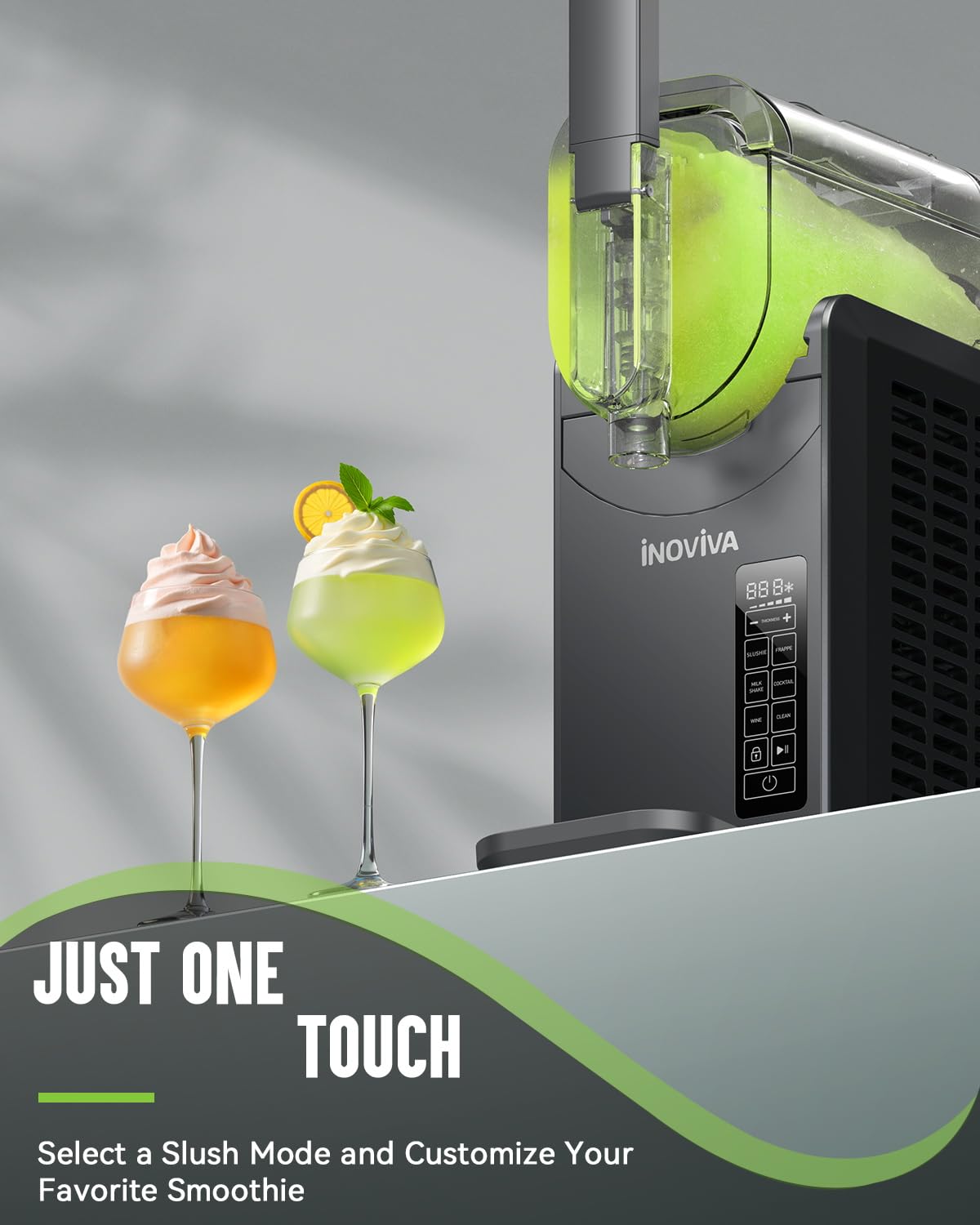 Slushie Machine, No Ice Needed, 68 oz INOVIVA Slushy Machine for Home with Self-Cleaning Function, Professional Frozen Drink Maker, 5 Preset Programs, Frozen Margaritas, Frappés, Milkshake, and More