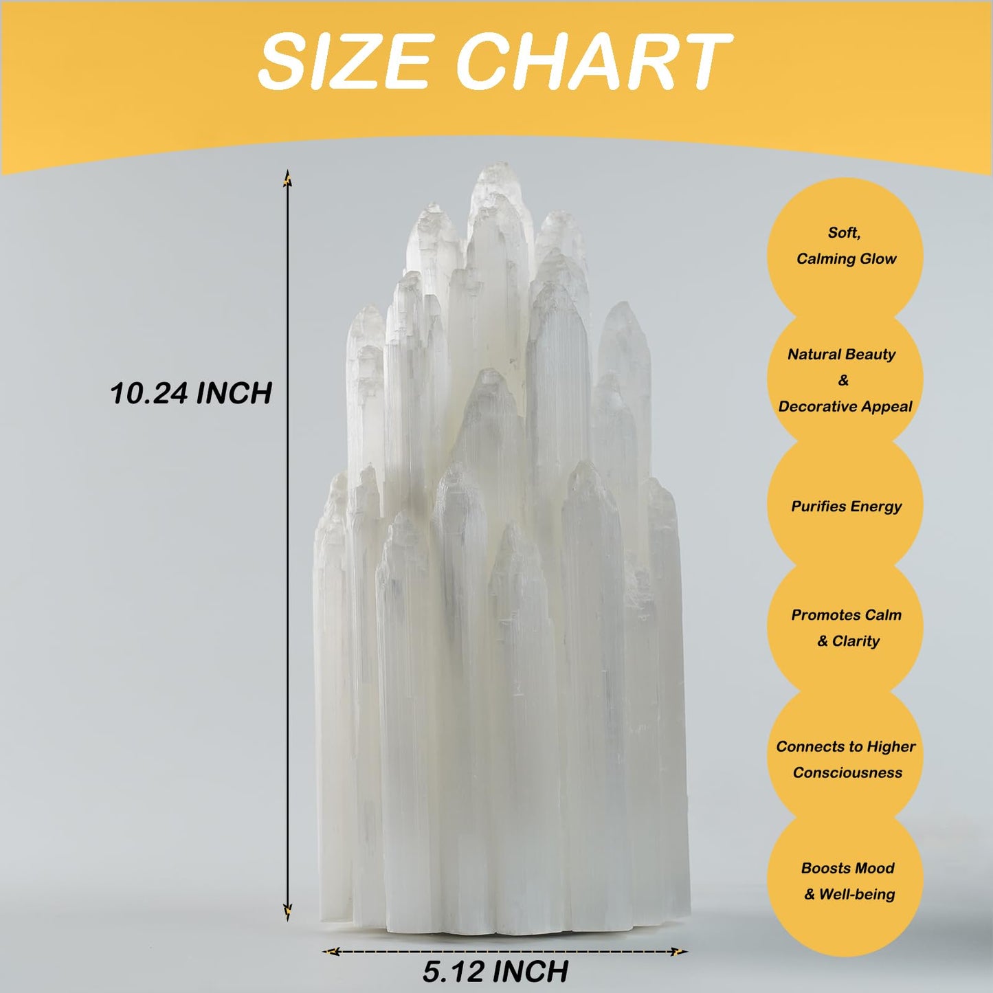 Handcrafted Selenite Lamp Salt Lamp Natural Crystal Light for Relaxation Table Lamp Salt Rock Night Light with Dimmer Switch for Bedroom, Yoga Room, Healing Meditation Decor White
