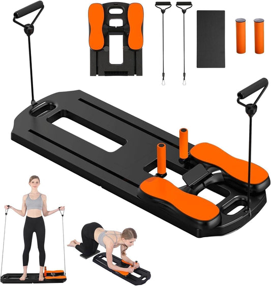 Pilates Board, 2025 Pilates Reformer Set, 5 in 1 Multifunctional Abdominal Board, Portable Ab Core Trainer, Foldable Pilates Reformer Board for Home, Black