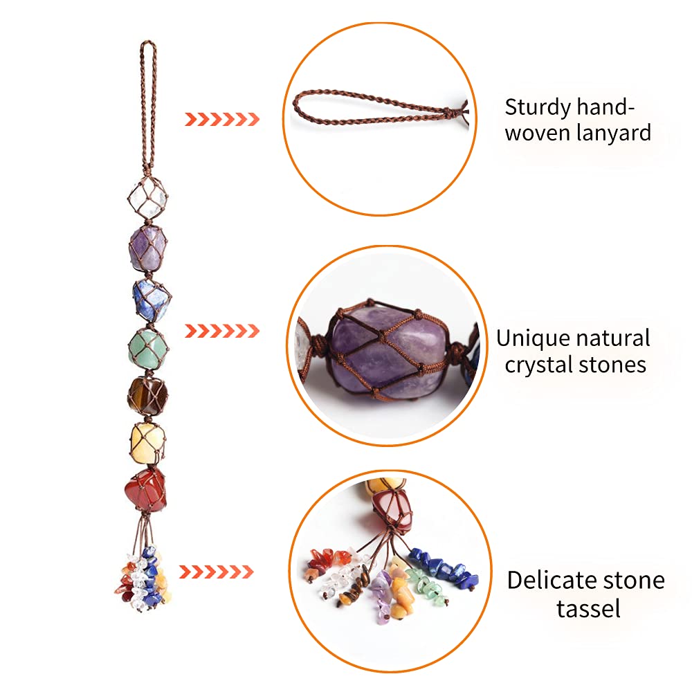 7 Chakra Gemstones Healing Feng Shui Crystals Window Car Decorations Hanging Ornament Dowsing Pendulum Good Luck Home Decoration for Reiki Yoga Meditation