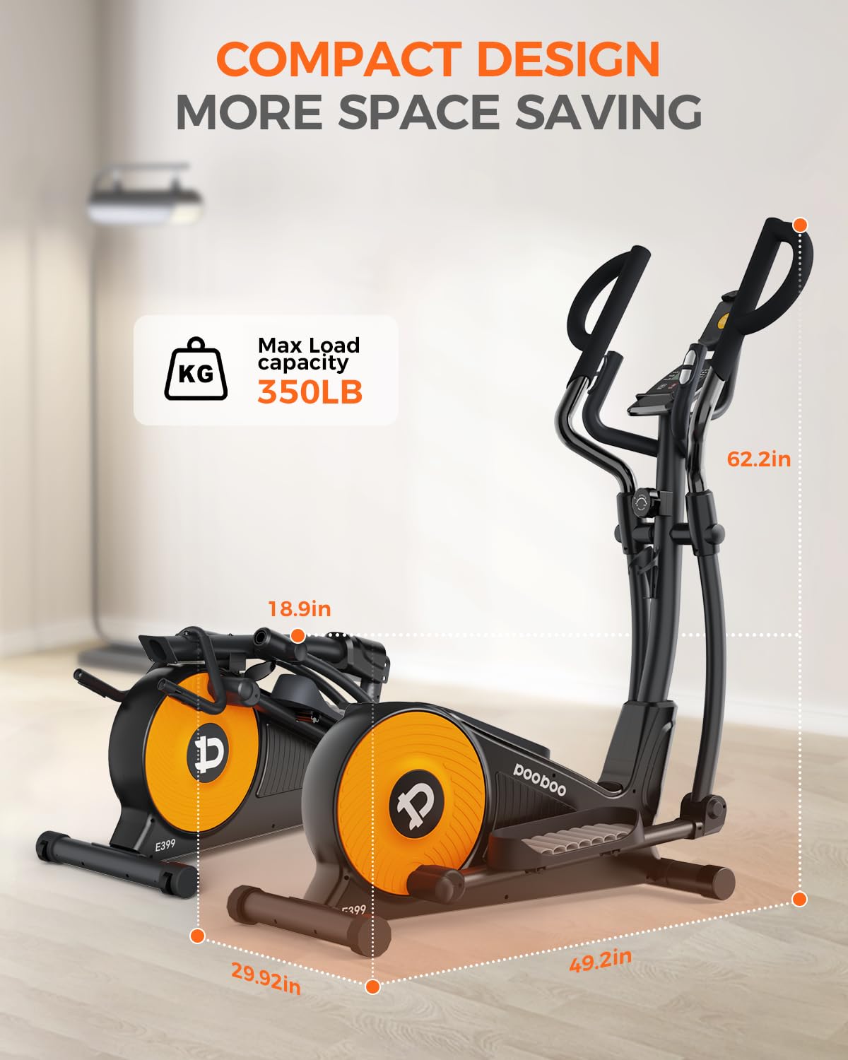 pooboo Elliptical Machine, Elliptical Exercise Machine with 16-Level Resistance& Hyper-Quiet Magnetic Driving System, Elliptical Machine for Home with LCD Monitor&15.5IN Stride, 350LBS Weight Capacity