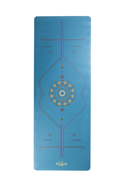 Aloha Bliss Yoga Mat - 72” x27” - Non-Slip Natural Rubber - Eco-Friendly & Sweat-Resistant - Thick - Perfect for Yoga, Pilates, Hot Yoga & Fitness (Lake Blue)