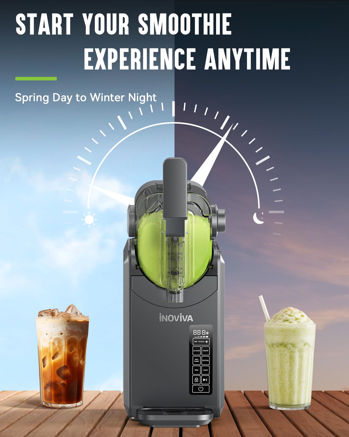 Slushie Machine, No Ice Needed, 68 oz INOVIVA Slushy Machine for Home with Self-Cleaning Function, Professional Frozen Drink Maker, 5 Preset Programs, Frozen Margaritas, Frappés, Milkshake, and More