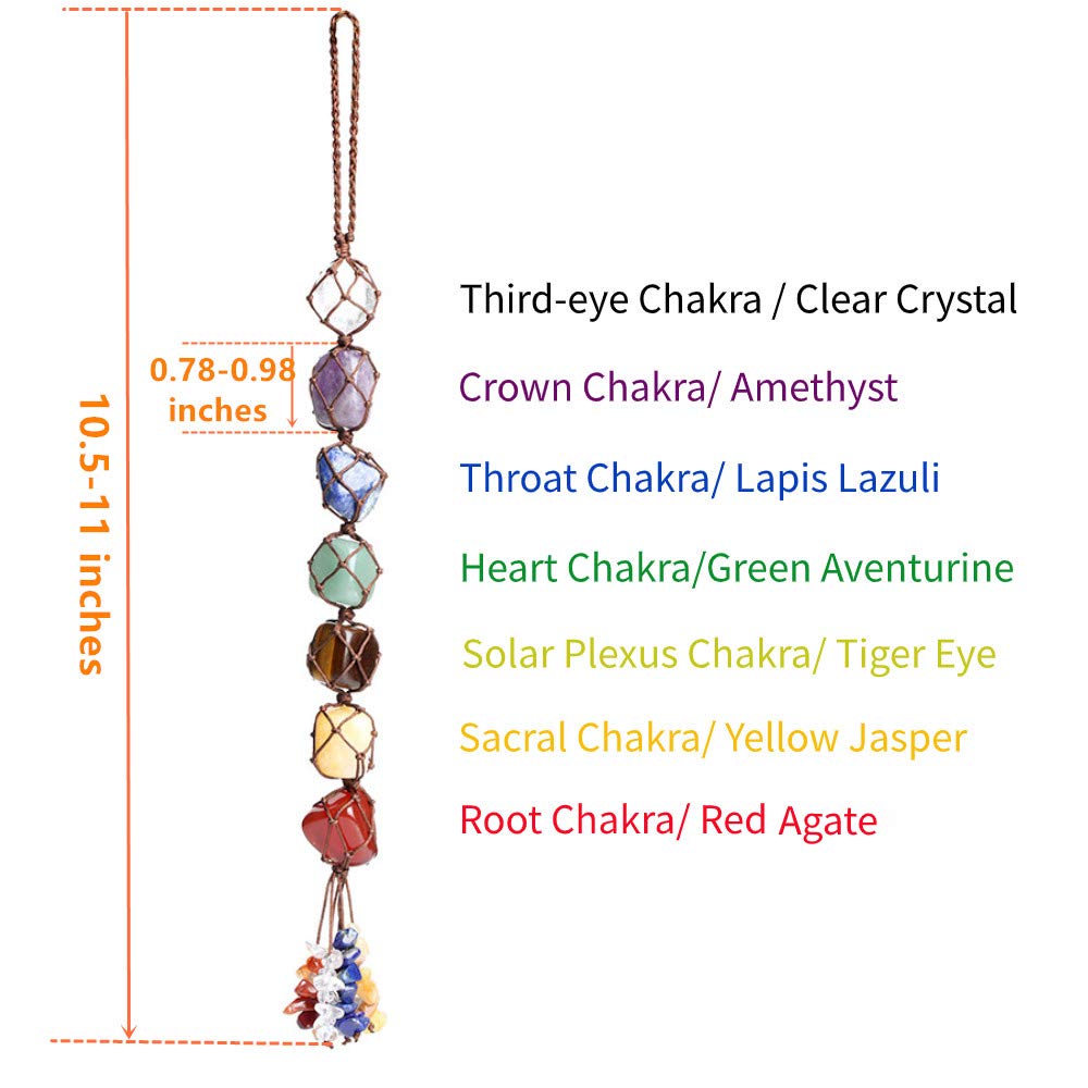 7 Chakra Gemstones Healing Feng Shui Crystals Window Car Decorations Hanging Ornament Dowsing Pendulum Good Luck Home Decoration for Reiki Yoga Meditation
