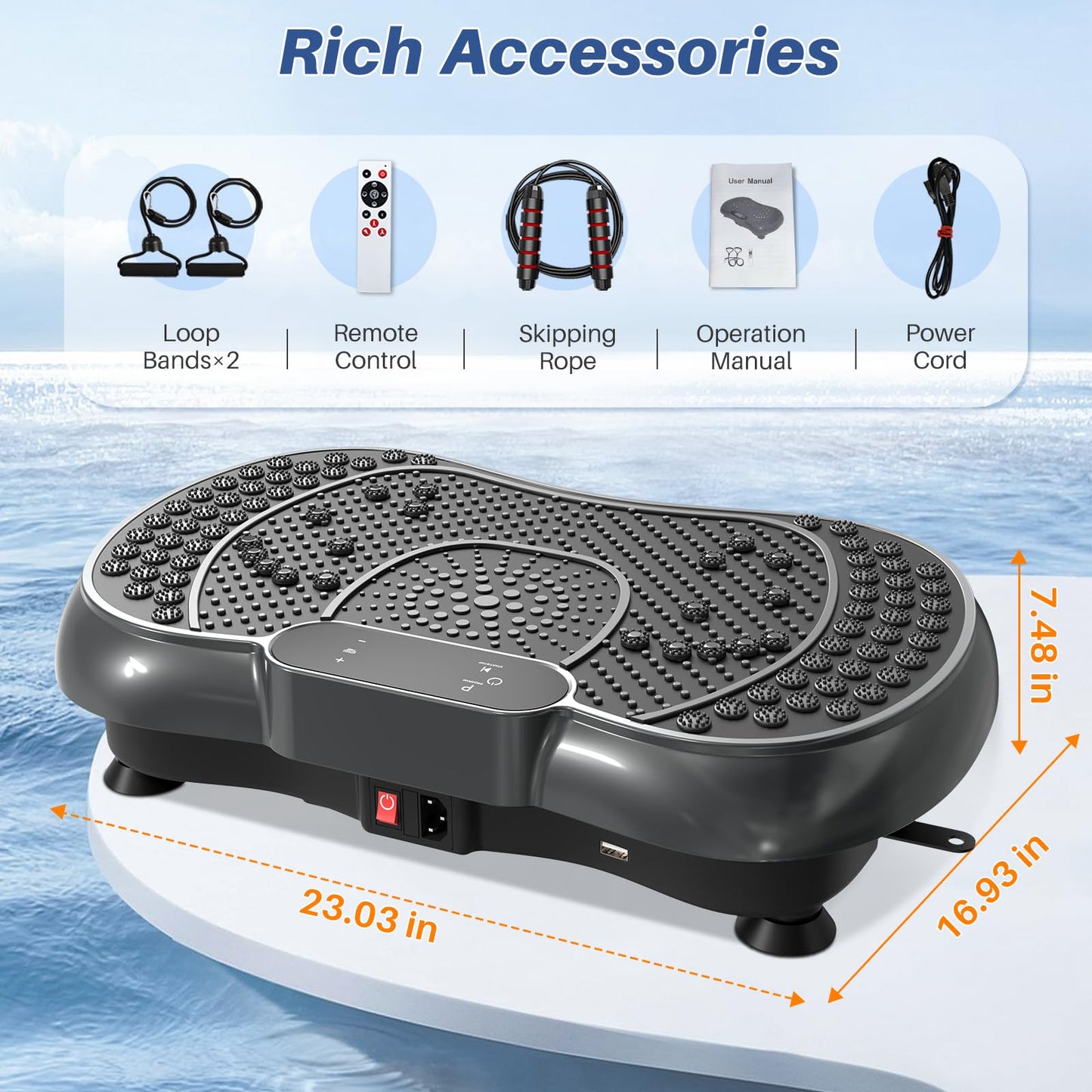 Vibration Plate Exercise Machine for Weight Loss – 100-Speed Platform with Bluetooth Speaker, Remote & Bands, 450 lbs Capacity – Quiet Full Body Workout for Lymphatic Drainage at Home (Glossy Black)