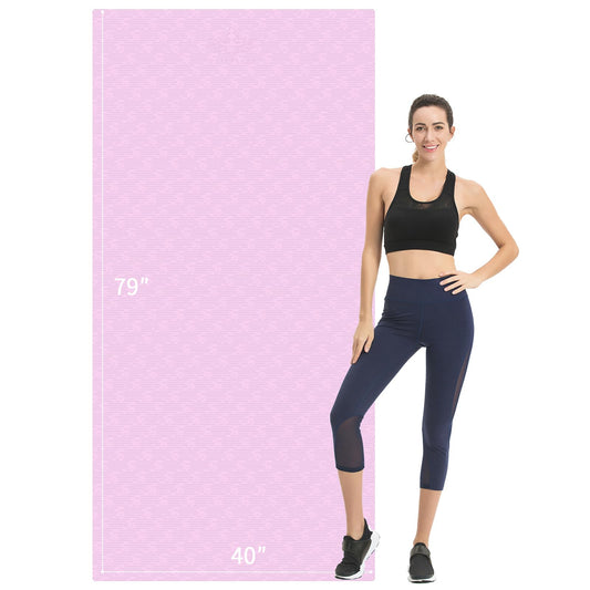 Hatha Yoga Extra Long TPE Yoga Mat 79" x 40” x 1/2" Thick Non-slip Exercise Mat for Home Gym Use, Yoga, Pilates, Fitness & Workouts (Pink)