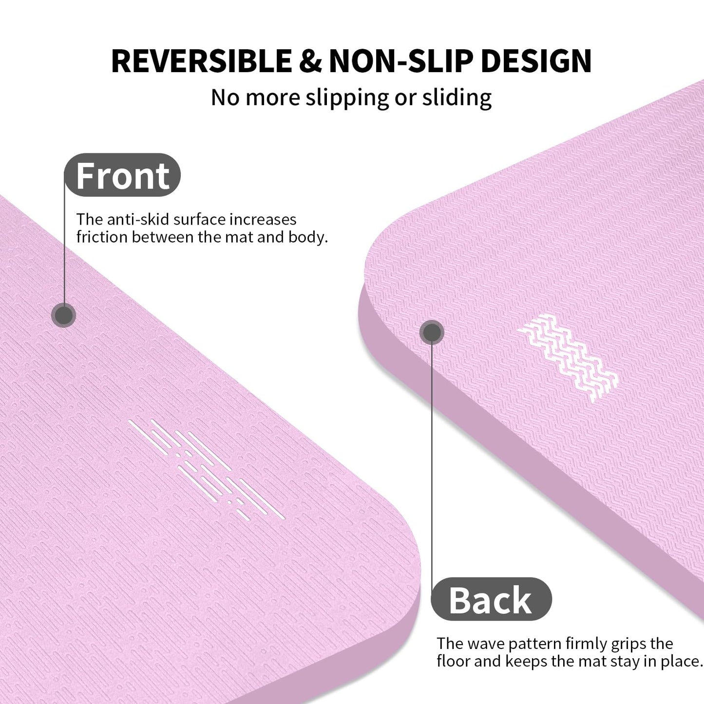 Hatha Yoga Extra Long TPE Yoga Mat 79" x 40” x 1/2" Thick Non-slip Exercise Mat for Home Gym Use, Yoga, Pilates, Fitness & Workouts (Pink)