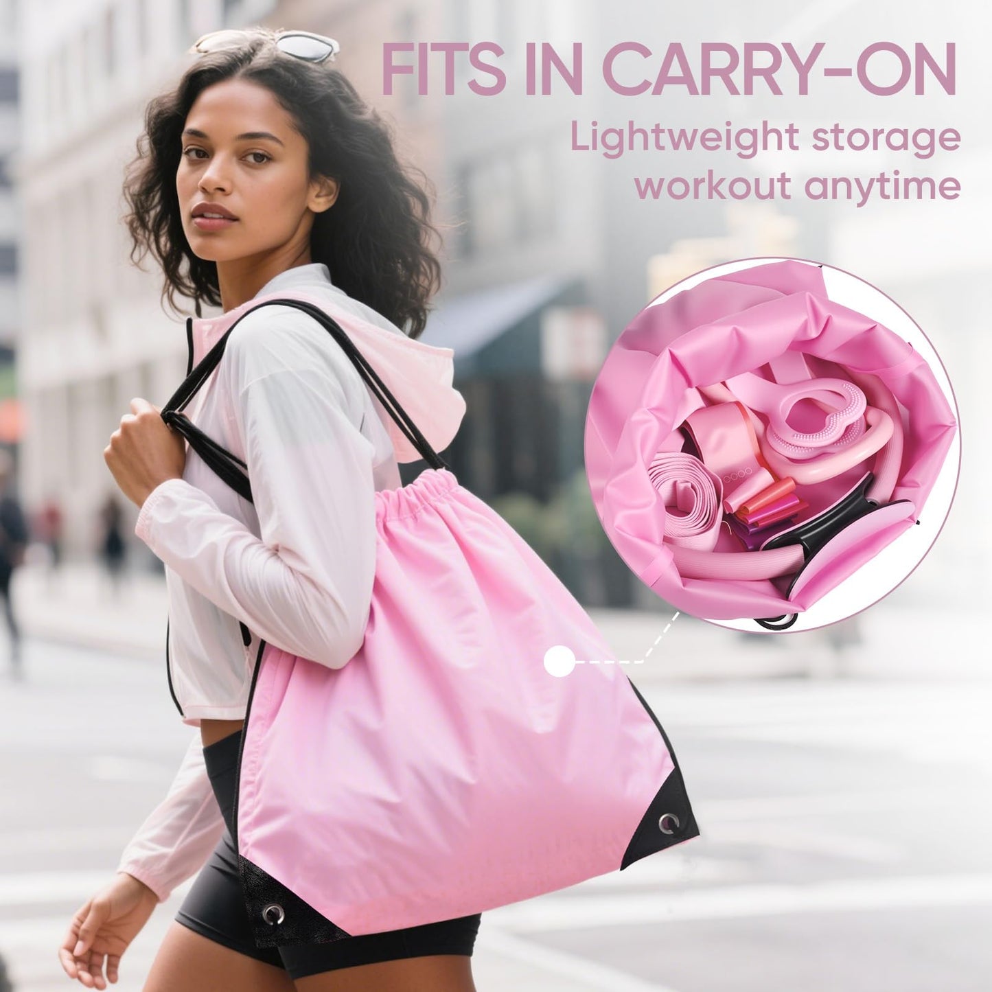 ElaraFit Home Pilates Kit for Women Pink Pilates Equipment Ring and Ball Set Magic Circle Hoop with 5 Resistance Bands Compact Toning Fitness Essentials Starter Set Accessories