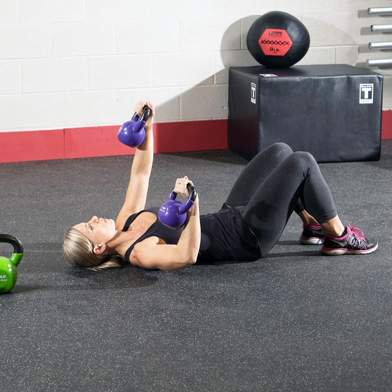 (KBVS105Pack) VINYL COATED KETTLE BELLS SET ONE EACH 5,10,15,20,25,30, W GDKR50B