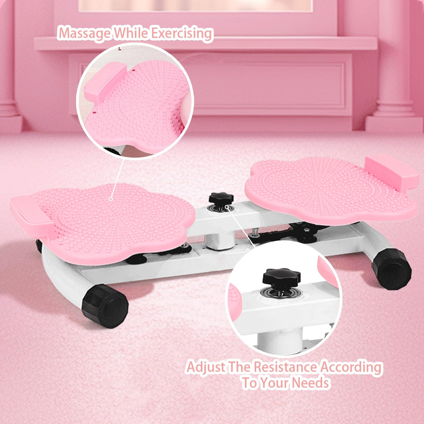 Waist Twisting Machine With Resistance Band - 360° Rotating Waist Twister Board For Core Workout Abdominal Fat Loss, Noiseless Ab Twister Machine, 330 Lbs Weight Capacity Gym Equipment (Pink)