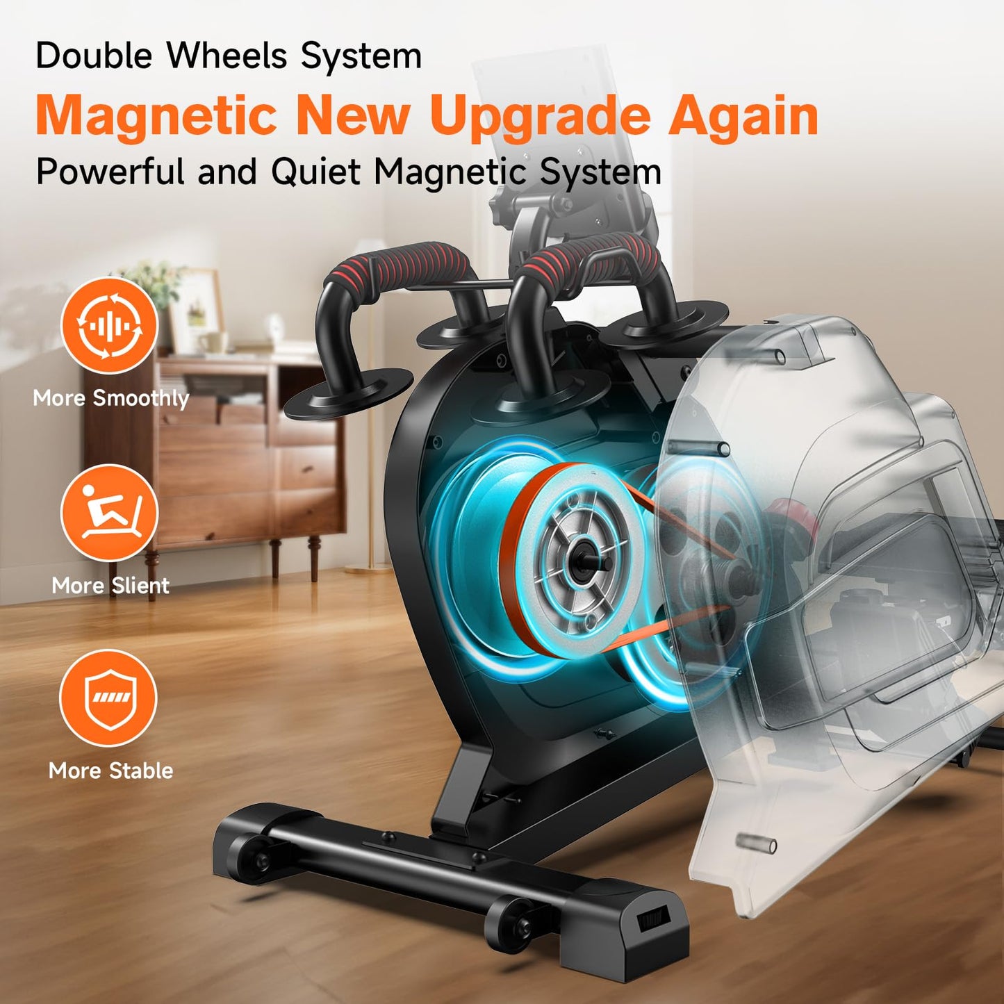 Pooboo Magnetic Rowing Machine 360 LB Weight Capacity, Folding Rower with Combination Strength Exercise, Tablet Holder and Comfortable Seat Cushion, Rower for Home Use