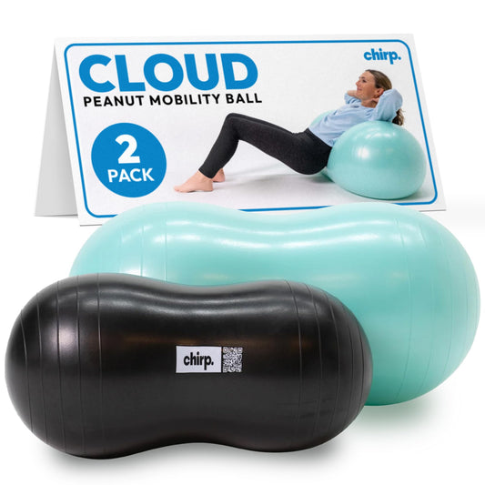 Chirp Cloud Peanut Mobility Ball for The Back, Physical Therapy Massager for Adults, Exercise Balance Ball, Sensory Therapy Toys for Autism & ADHD - 2 Pack (Mint 100x50cm, Black 60x30cm