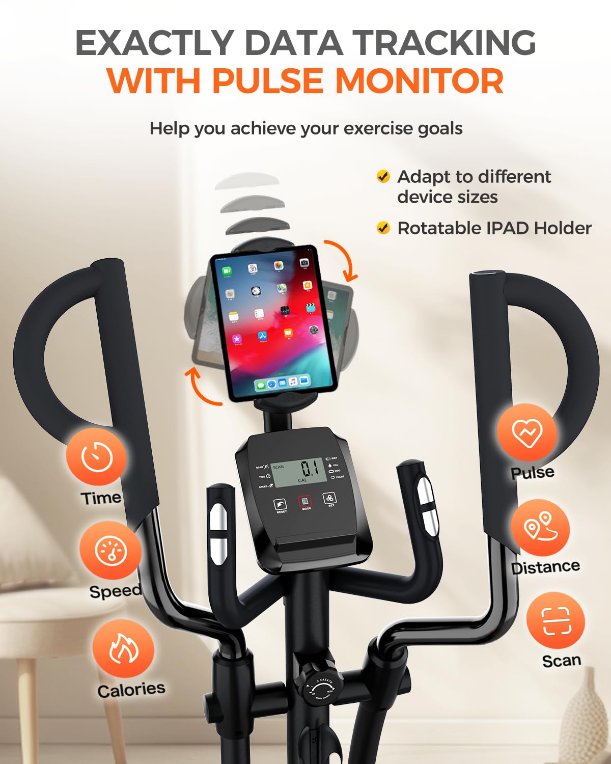 pooboo Elliptical Machine, Elliptical Exercise Machine with 16-Level Resistance& Hyper-Quiet Magnetic Driving System, Elliptical Machine for Home with LCD Monitor&15.5IN Stride, 350LBS Weight Capacity