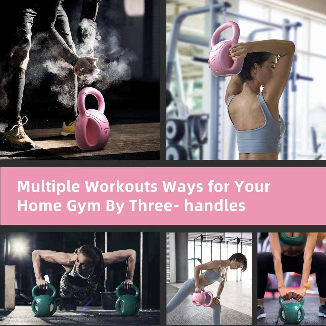 5 lb Kettlebell Weight with Three-handles for Weightlifting, Conditioning and Core Training for Women Men Home Gym [Purple]