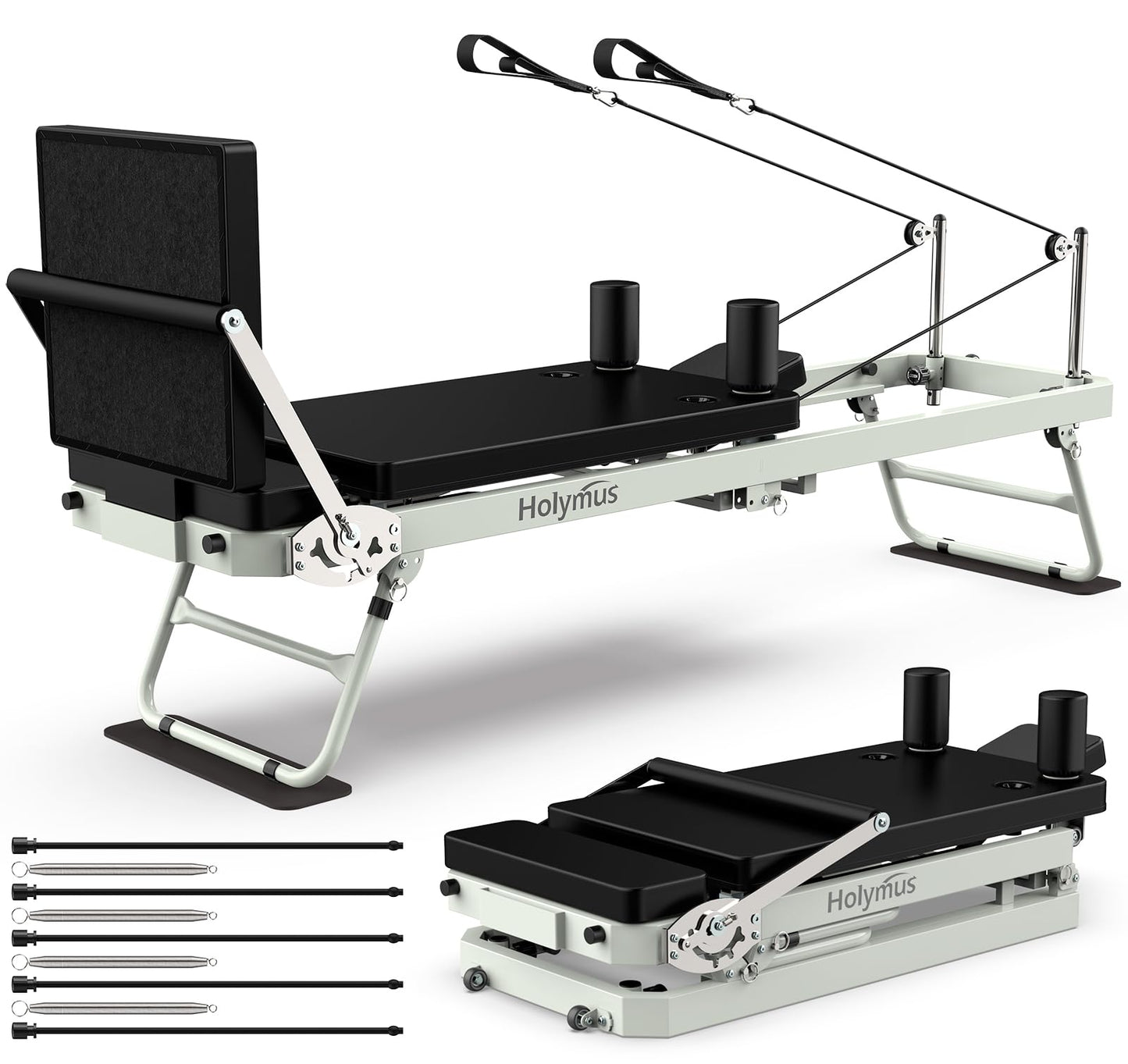 Pro 75" Pilates Reformer Machine with Dual Resistance Springs and Cords, Foldable Pilates Machine Equipment with Jump Board, Upgrade Pilates Equipment for Home Workout