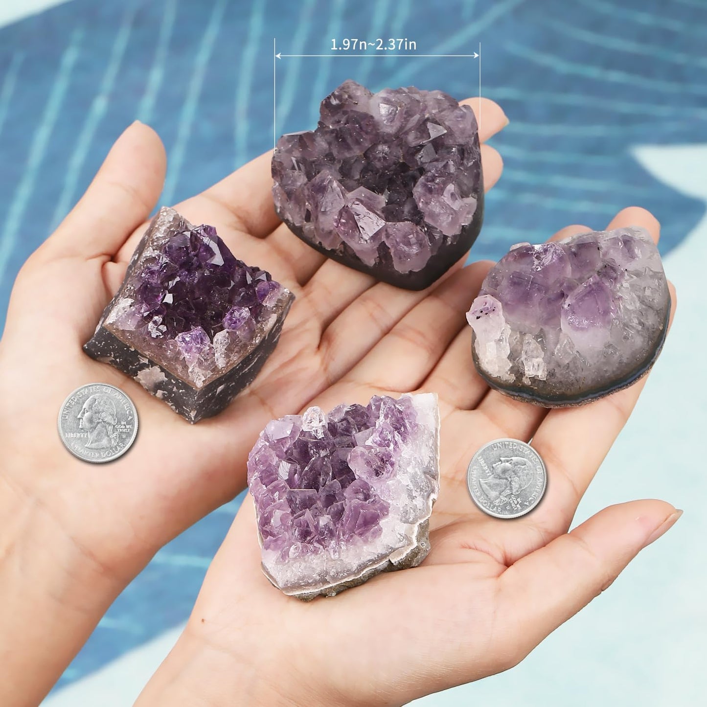 Natural Amethyst Crystal Cluster - Raw Healing Stone for Meditation, Reiki, Chakra Balancing - Worry Stone & Home Decor Gift (2.2-3.2 Inch)
